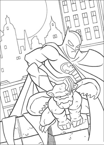 Batman On The Roof Coloring Page